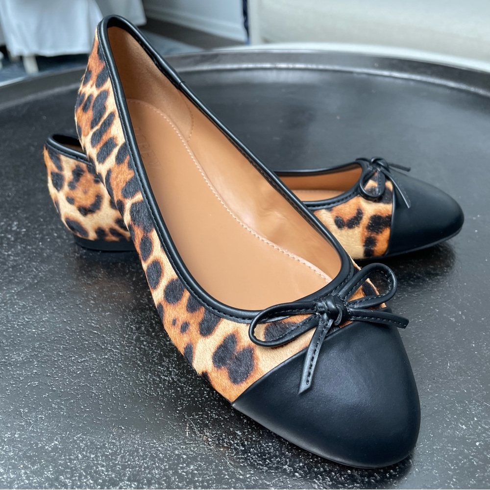 J. Crew Calf Hair Captoe Ballet Flats Shoes Size 6.5 NWOT Leopard Animal Pattern